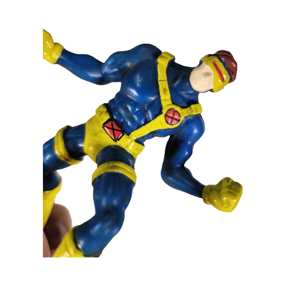 Marvel X-Men Cyclops Action Figure Blue Yellow‎ Suit Vintage Miniature 3.25 Inch - Picture 2 of 5